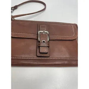 Coach Soho Brown Leather Wristlet Buckle Front Mini Bag Y2K Clutch thumbnail 3