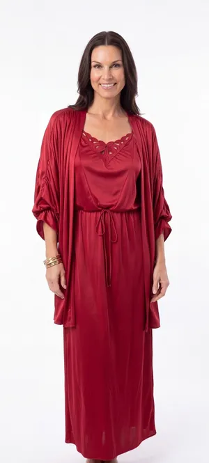 Vintage 70s Whimsigoth Peignoir Set Nightgown Maxi Dress Boho Old Hollywood thumbnail 1