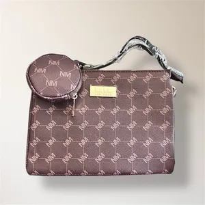 New Nicole Miller‎ New York Brown Monogram Crossbody Bag Coin Purse Minimal Luxe thumbnail 4