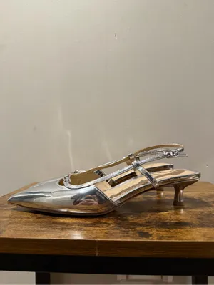 Sam Edelman Toni Silver Pointed Slingback Kitten Heels 6.5 thumbnail 4