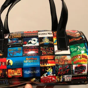 Novelty Black Musical Theatre Print Barrel Mini Bag thumbnail 2