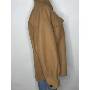 Avec Les Filles Camel Brown Wool Blend Shacket Shirt Jacket Women Small thumbnail 5