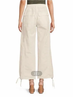 Habitual Wide Leg Drawstring‎ Waist Pants in Cream Size XS thumbnail 2
