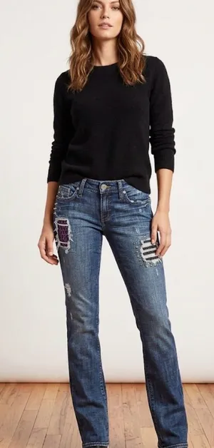 Rock & Republic Distressed Jeans Size 29 Dark Wash Low Rise Stretch Y2K Style thumbnail 1