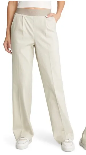 Fear of God Essentials Womens Khaki Logo‎ Waistband Relaxed Trouser Pants Size M thumbnail 1