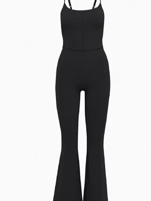 Wilfred Free Freestyle Black Spaghetti-Strap Flared Jumpsuit size 2XS thumbnail 7