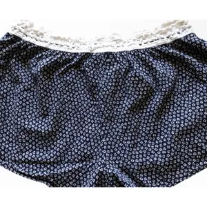 Aerie Navy Floral Lounge Shorts Crochet Waist Drawstring Women’s Large thumbnail 4