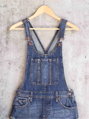 We The Free Free People Denim Shortalls Frayed Hem 100% Cotton Size 29 thumbnail 12