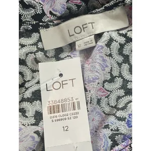 LOFT Floral Long Sleeve Ruched Bust Midi Sz 12 Lightweight Cottagecore Dress NWT thumbnail 6