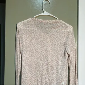 Loft Women's Size Medium Cardigan Sweater Beige White Floral Lightweight Cotton thumbnail 6