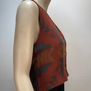 Roper Vintage Red Southwest Felt Button Vest Size S‎ Western Boho V-Neck Lined thumbnail 5