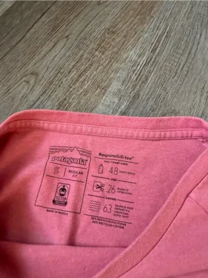 Patagonia Responsibilitee Graphic Logo Long Sleeve T-shirt Reg Fit Pink Size S thumbnail 9