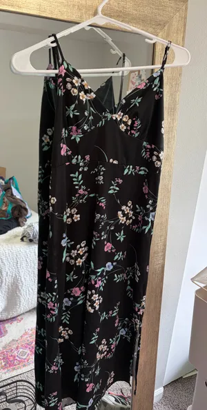 small black floral dress thumbnail 3
