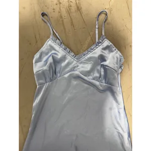 Sapna Light Blue Satin Ruffle V-Neck Midi Slip Dress XS RN 115595 thumbnail 2