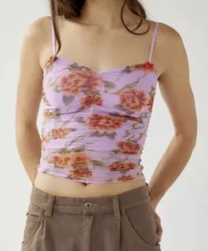 Urban Outfitters Women's Uo Eva Ruched Cami In Pink XS thumbnail 1