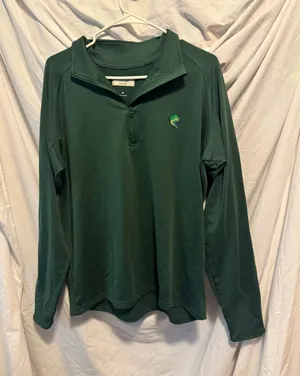 Cool Fish collection men’s green long sleeve quarter zip shirt medium thumbnail 1