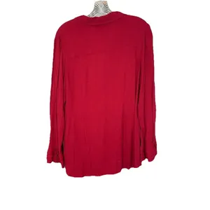 Soft Surroundings Burgundy Poet Blouse w/ Ruffled Cuffs Size L Style 2AT59 thumbnail 10