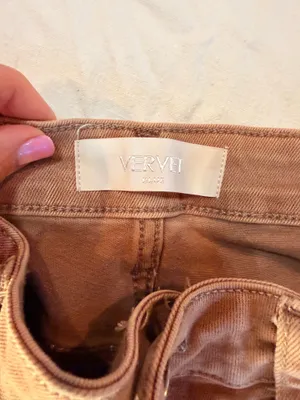 Vervet Blue High Rise Straight Leg Raw Hem Jeans Taupe Brown Size 29 thumbnail 4