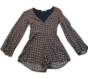 WYLDR Revolve Brand Geometric Long Sleeve V Neck‎ Romper Playsuit Extra Small thumbnail 1