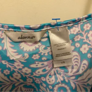 Vintage Adonna Womens Paisley Short Nightgown And & Robe Set L 42” Blue Floral thumbnail 7