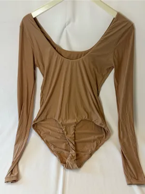 Aerie Smoother Extra Large Beige Long Sleeve Bodysuit New W/out Tag thumbnail 2