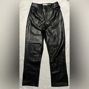 Abercrombie & Fitch Curve Love 90s Faux Leather High Rise Straight Pants 29 thumbnail 4