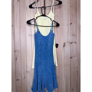 NWT Lulus Simply Pretty Washed Yellow Ribbed Pleated Sleeveless Mini Dress Sz M thumbnail 3