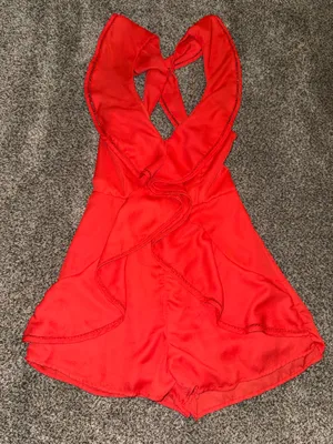 DO+BE Red Ruffle Halter Romper thumbnail 1