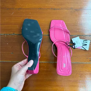Zara Barbie Pink Heeled Thin Strappy Sandals Bloggers Fave Barbiecore Sz 7.5 💛🍄 thumbnail 7