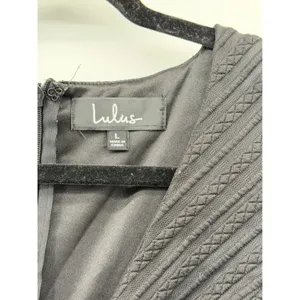 Lulus Black Sleeveless V-Neck Textured Fit and Flare Mini Dress Large LBD thumbnail 3