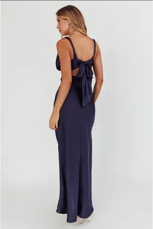 Selfie Leslie Harper Cut-Out Bow Back Maxi Dress Navy thumbnail 2