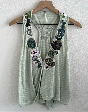 Free People Frida Embroidered Faux-Wrap Tank Small thumbnail 2