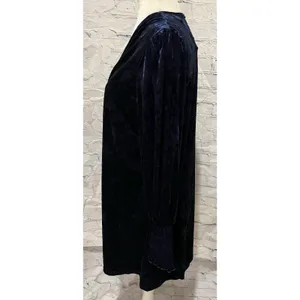 Rihoas Blue Velour Velvet Long Sleeve Wrap V-Neck dress Medium thumbnail 3