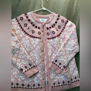 VTG Christmas Sweater Cardigan Hippie Boho Pink Magenta Aztec Pattern Size 2X thumbnail 10