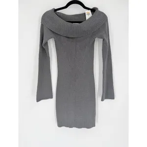 Hollister Sweater Dress Women Small Gray NWT‎ Off Shoulder Ribbed Knit Coquette thumbnail 5