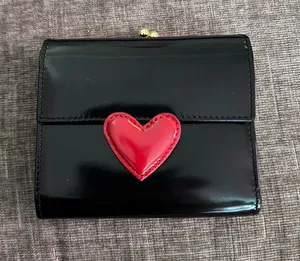 VINTAGE Moschino • Wallet • Leather • Tri Fold • Kiss Lock Coin Slot • Heart thumbnail 1