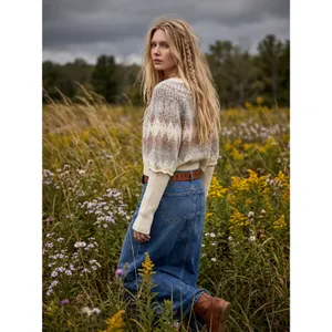 Free People Wool Fair Isle Puff Sleeve Sweater Home For the Holidays Small thumbnail 3