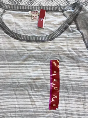 MOSSIMO SUPPLY CO. Light Grey White Striped Raglan Long Sleeve Shirt XXL NWT thumbnail 3