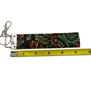 Psychedelic‎ Zentangle Paisley Small Coin Purse Wristlet Key Ring Set Multicolor thumbnail 4