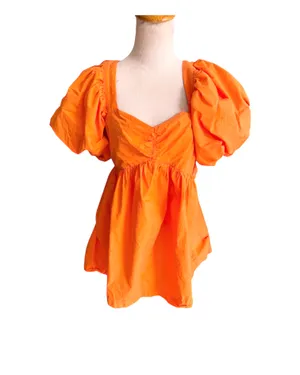 Showpo Orange Puff Sleeve Mini Dress Babydoll Tennessee Game Day 6 thumbnail 4