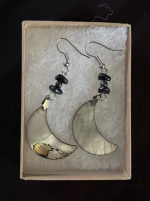 Zero point Crescent Moon earrings Silver thumbnail 2