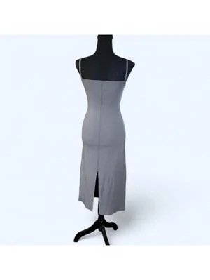 Zara vintage Y2K gray midi dress minimalist fitted slip dress Size Small thumbnail 4