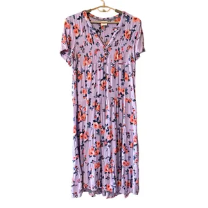 Knox‎ Rose Lavender Floral Tiered Maxi Dress XXL V-Neck Rayon Boho Fits L, XL thumbnail 3