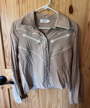 Cute boutique long sleeve blouse Tan thumbnail 1