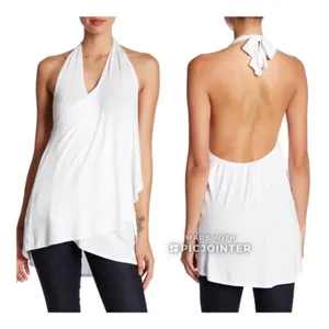 Ella Moss Halter Tank White S Honeymoon Bride Convertible Tie Wrap thumbnail 2