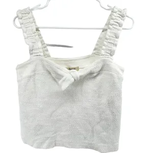 Madewell Tie-Front Tank Top Terrycloth Stretchy Strap Cropped Bright Ivory XS thumbnail 3