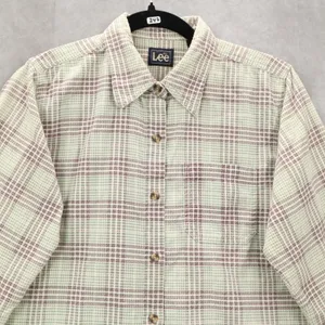 Lee Green Flannel Plaid Long Sleeve Button‎ Up Western Cotton Work Vintage Small thumbnail 3