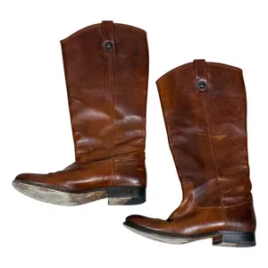 Frye Melissa Button Solid Riding Boots Brown Leather Extended Calf Size 8.5 B thumbnail 1