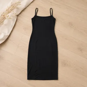 No Boundaries Womens Black Square Neck Midi Dress Sleeveless Slim Fit XS‎ 0-2 thumbnail 3
