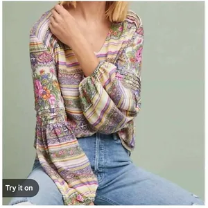 $98 Maeve by Anthropologie Multicolored Ceresco Floral Peasant Blouse XS thumbnail 1